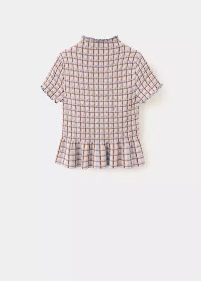 Mango Pull En Jersey À Carreaux En Maille Fine In Blanc