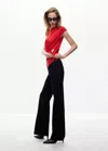 Mango Pull En Jersey De Maille Fine Drapé In Rouge