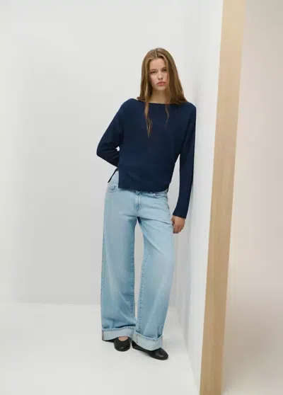 Mango Pull En Lurex À Boutons In Blue