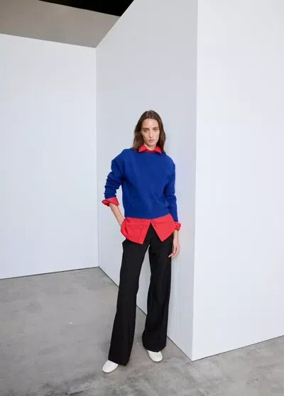 Mango Pull En Maille À Col Rond In Bleu Électrique