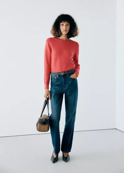 Mango Pull En Maille À Col Rond In Corail