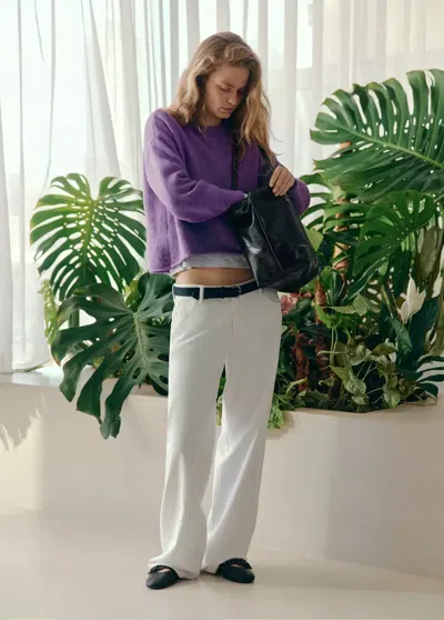 Mango Pull En Maille À Col Rond In Purple