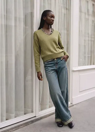 Mango Pull En Maille À Détail De Passants In Kaki