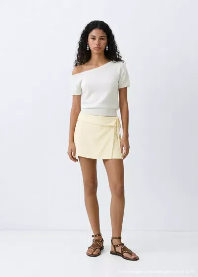 Mango Pull En Maille À Épaules Dénudées In White