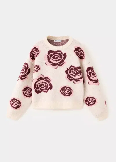 Mango Kids' Pull En Maille À Imprimé Floral In Neutral