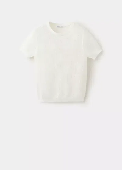 Mango Pull En Maille À Manches Courtes In White