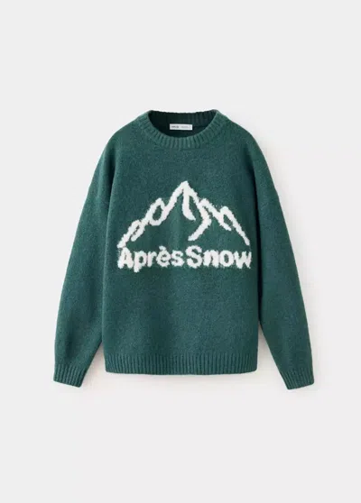 Mango Kids' Pull En Maille Avec Détail Imprimé In Green