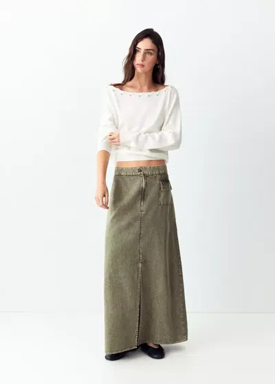 Mango Pull En Maille Détail En V In Blanc