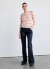 Mango Pull En Maille Fine À Rayures In Rose Pastel