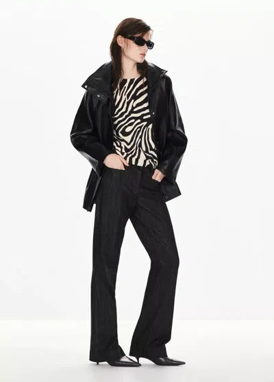 Mango Pull En Maille Fine Motif Zèbre In Noir