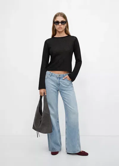 Mango Pull En Maille Fine Semi-transparent In Black