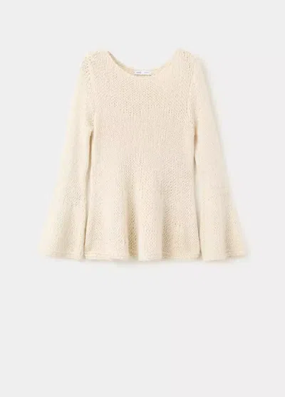 Mango Pull En Maille Péplum In Écru