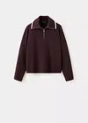 Mango Quarter Zip Knit Sweater In Chocolat