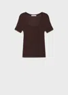 Mango Linen-blend Knitted Sweater Chocolate In Chocolate