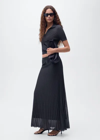 Mango Pull Maille Lurex Col En V Bleu Marine - Femme - M -  In Blue