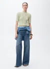 Mango Short Sleeve Cable Knit Sweater Pastel Green In Vert Pastel