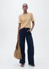 Mango Short Sleeve Thick Knit Sweater Medium Brown In Medium Brown