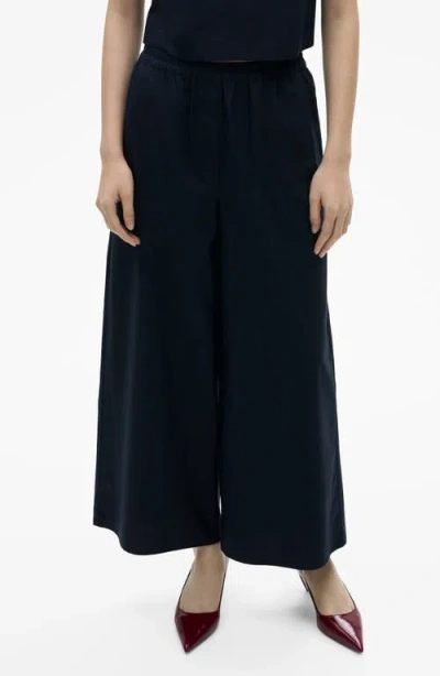 Mango Pull-on Cotton Blend Pants In Dark Navy