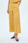 Mango Pull-on Cotton Blend Pants In Mustard