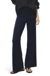 Mango Split Hem Pull-on Straight Leg Knit Pants In Blue