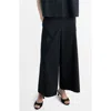 Mango Pull-on Wide Leg Cotton Pants In Black