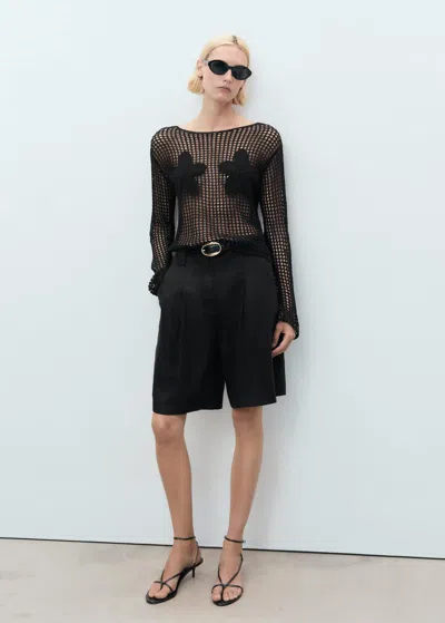 Mango Knit Embroidered Sweater Black