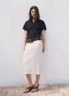 Mango Short-sleeved Polo-neck Sweater Navy In Blue