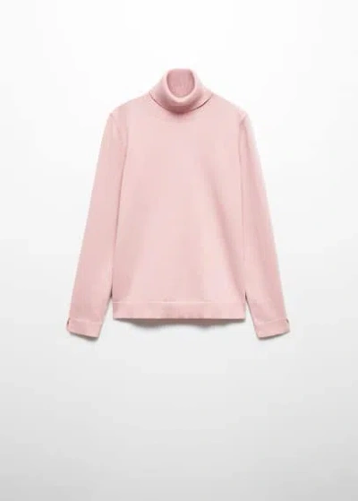 Mango Kids' Turtleneck Knit Sweater Pink