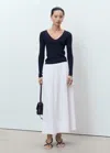 Mango V-neck Ribbed Knit Sweater In Blue