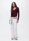 Mango V-neck Lurex Sweater In Burgundy