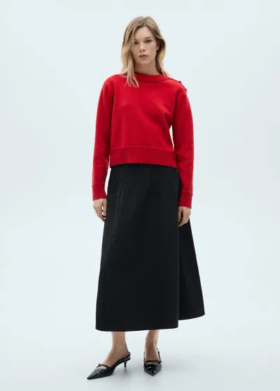 MANGO KNITTED SWEATER WITH JEWEL BUTTONS RED