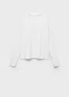 Mango Knitted Sweater With Perkins Neck In White