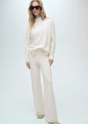 Mango Perkins Neck Knitted Sweater Ecru In Écru