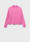 Mango Knitted Sweater With Perkins Neck In Pink