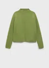 Mango Knitted Sweater With Perkins Neck In Green