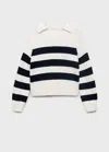 Mango Knitted Polo-neck Sweater In White
