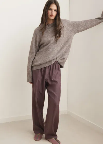 Mango Pull-over Maille Col Rond Cognac - Femme - L -  In Brown