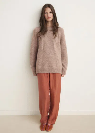 Mango Pull-over Maille Col Rond Rose Géranium - Femme - L -  In Brown