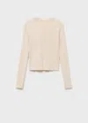Mango Ribbed Sweater With Buttons In Neutral