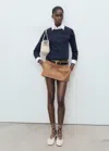 Mango Long-sleeved Fine-knit Sweater In Blue