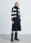 Mango Round-neck Striped Sweater Dark Navy In Bleu Marine Foncé
