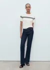 Mango Striped Short-sleeved Sweater In White