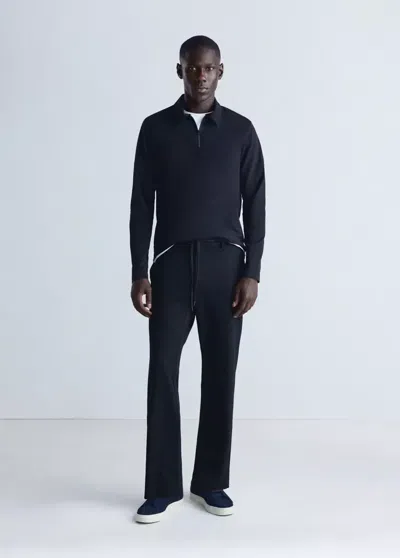 Mango Pull Polo Regular Fit À Zip Thermolite In Blue