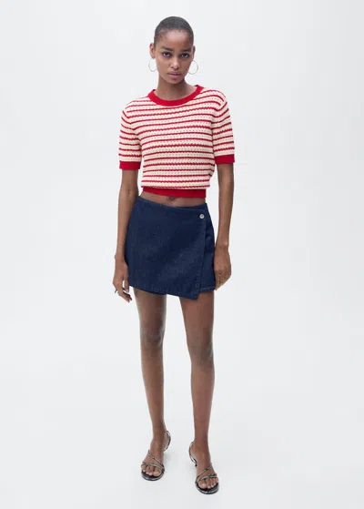 Mango Mimoi Cotton Open Stitch Sweater In Red