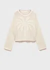 Mango Knitted Pattern Sweater Ecru