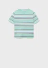 Mango Fine Knit Sweater With Combined Stripes Mint Green In Green