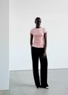 Mango Pull Volant Nid D'abeille In Rose Clair