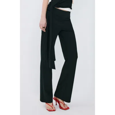 Mango Pull-on Mid Rise Flare Pants In Black