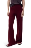 Mango Pull-on Straight Leg Knit Pants In Burgundy