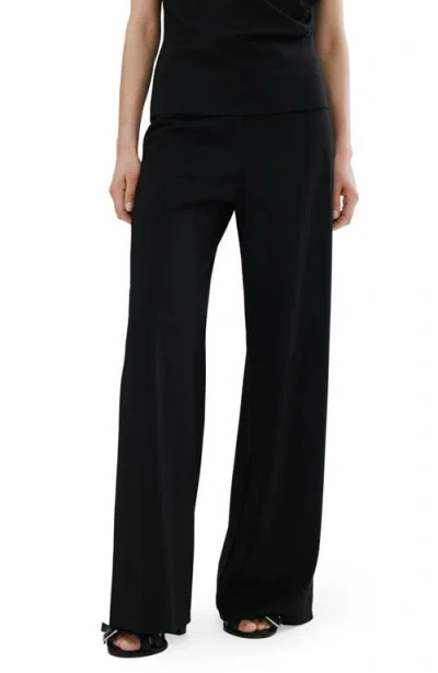 Mango Pull-on Straight Leg Pants In Black